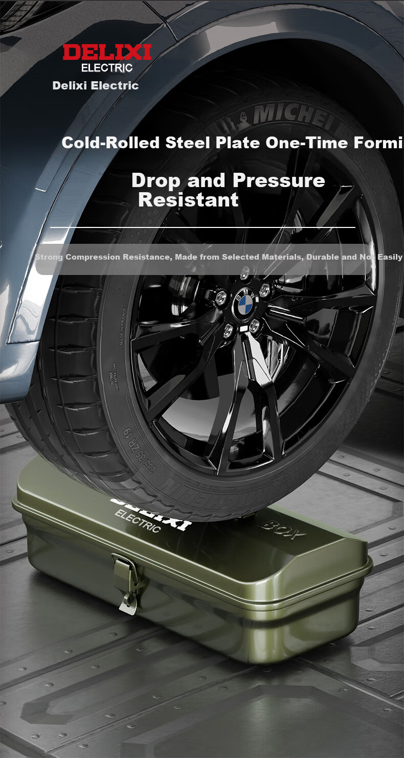 Delixi Multifunctional Household Hardware Toolbox Industrial Grade Thickened Metal Auto Repair Steel Car Storage Box 3