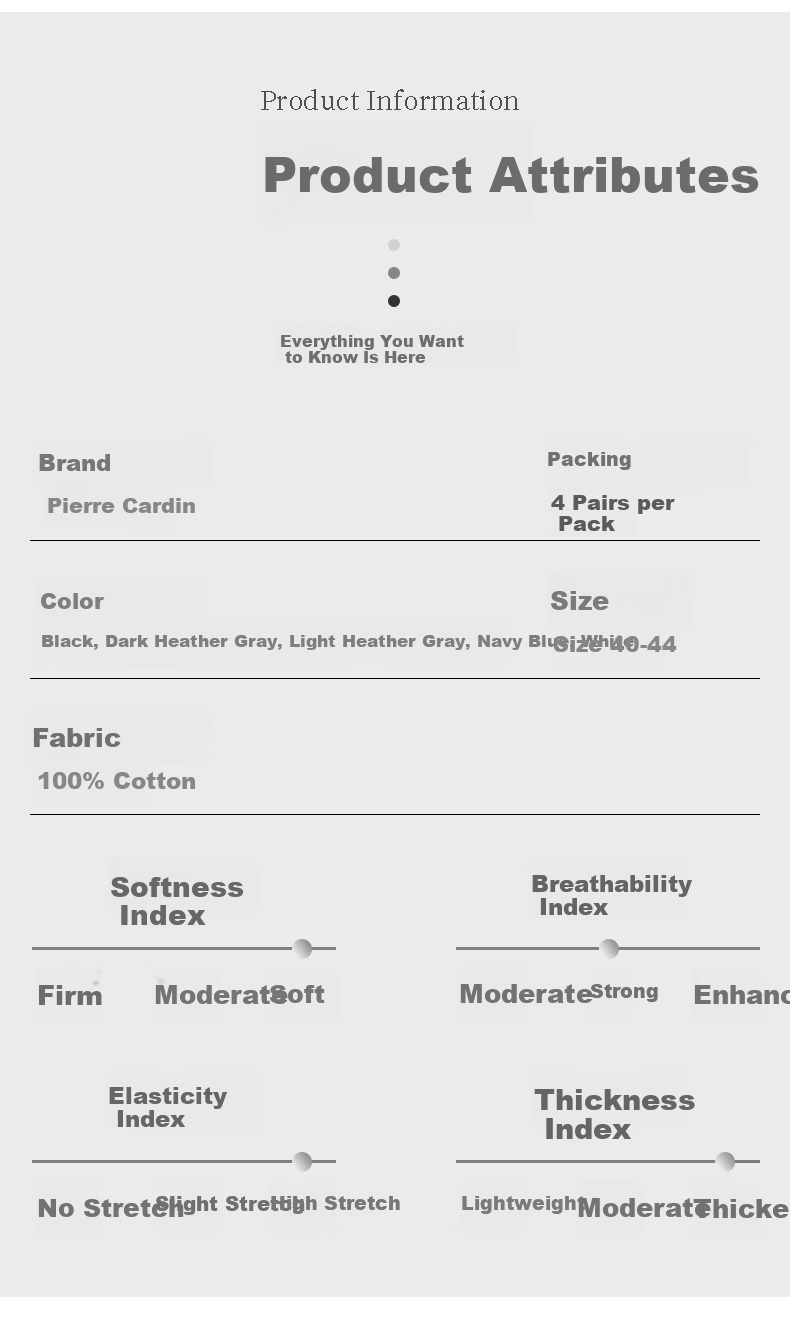 Pierre Cardin Men's 100% Cotton Socks Four Seasons Antibacterial Odor-Resistant Mid-Calf Seamless Autumn Winter Business Cotton Socks Gift Box 16