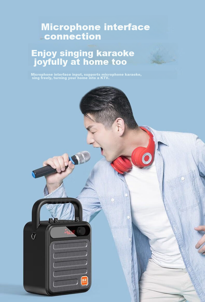 Jinzheng S59 Wireless Bluetooth Speaker Portable Outdoor Square Dance Mini Speaker Home Music Player Card U Disk High Volume Deep Bass Subwoofer Stall WeChat Payment Speaker 8