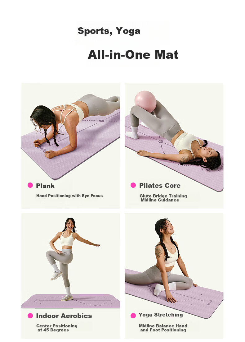 Aoyi Yoga Mat Women's Home Non-Slip Fitness Mat Soundproof Shock Absorption Portable Exercise Mat 4