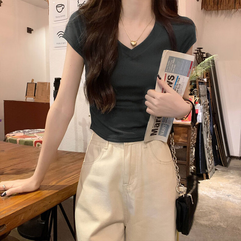 Caramella Plus Size Slim Fit Waist Tummy Control Shoulder Short Sleeve Summer T-Shirt for Women 4