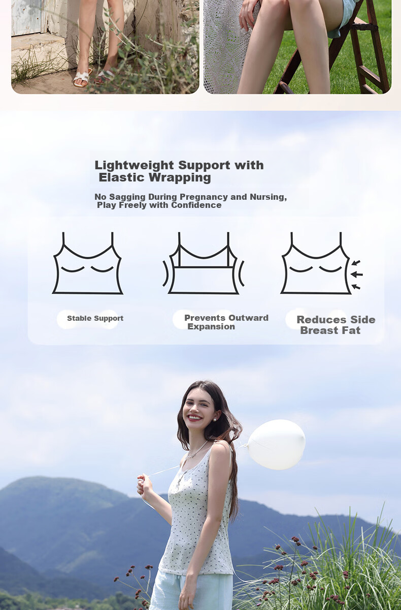 FENYE Nursing Tank Top with Chest Pad Anti-Sagging Postpartum Breastfeeding Outing Shirt L 11