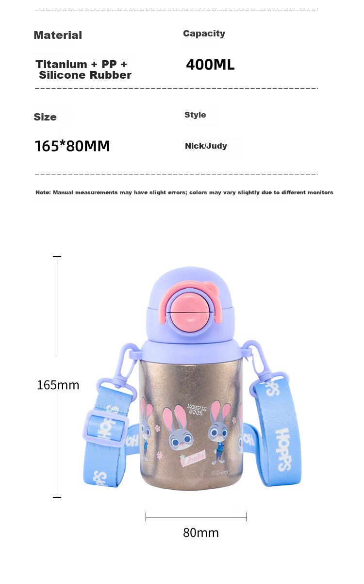 Disney Kids Titanium Insulated Water Bottle 400ml Portable Straw Cup High-Quality Gift 11
