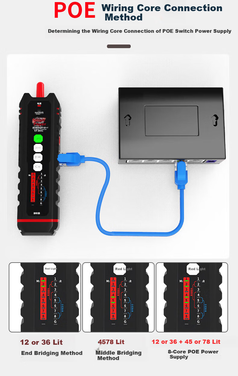 Smart Mouse NF-859GS Anti-Interference Cable Tracer Network Tester Red Light Integrated Live Line Length Tester 10