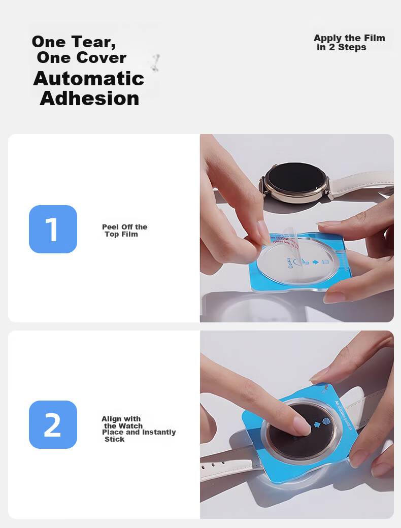 Langling [2-Pack Instant Stick] Huawei Watch GT6 Screen Protector Tempered Glass Full Coverage HD Anti-Scratch Anti-Fingerprint 41MM 3
