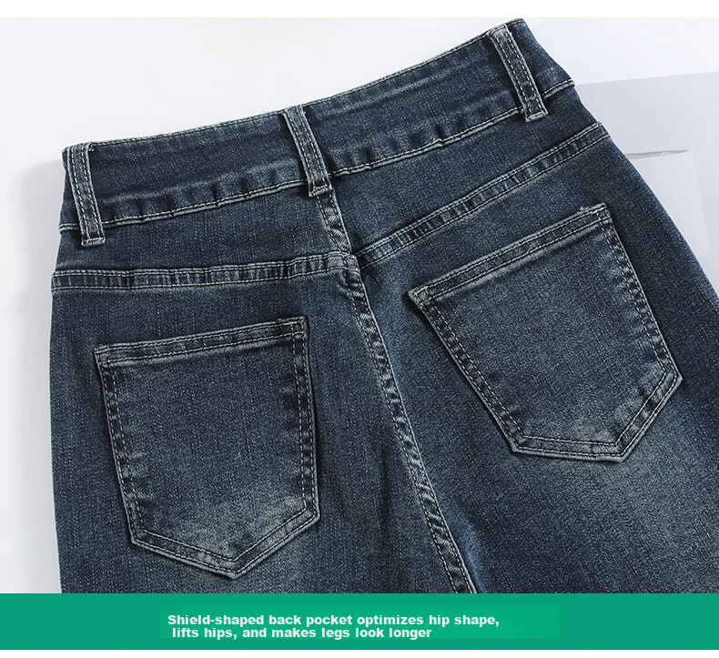 LangSha Women's Straight-Leg Jeans Spring and Autumn Thin High-Waist Slim Fit Petite Casual Wide-Leg Cigarette Pants 24