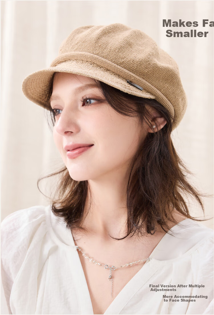 JIUMU Women's Linen Beret Hat Versatile Summer Painter Cap Octagonal Newsboy Cap Girl's Beret Hat 4