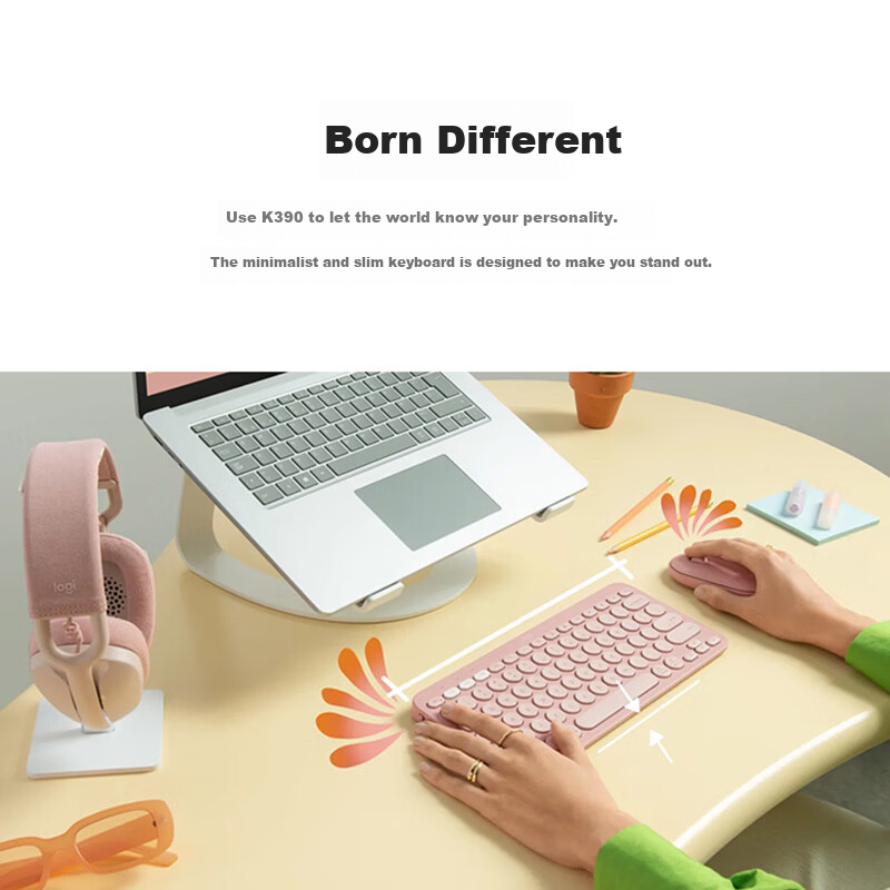 Logitech Stylish Series K390 Wireless Bluetooth Keyboard Ultra-thin Portable New Upgrade Sand Color 79 Keys