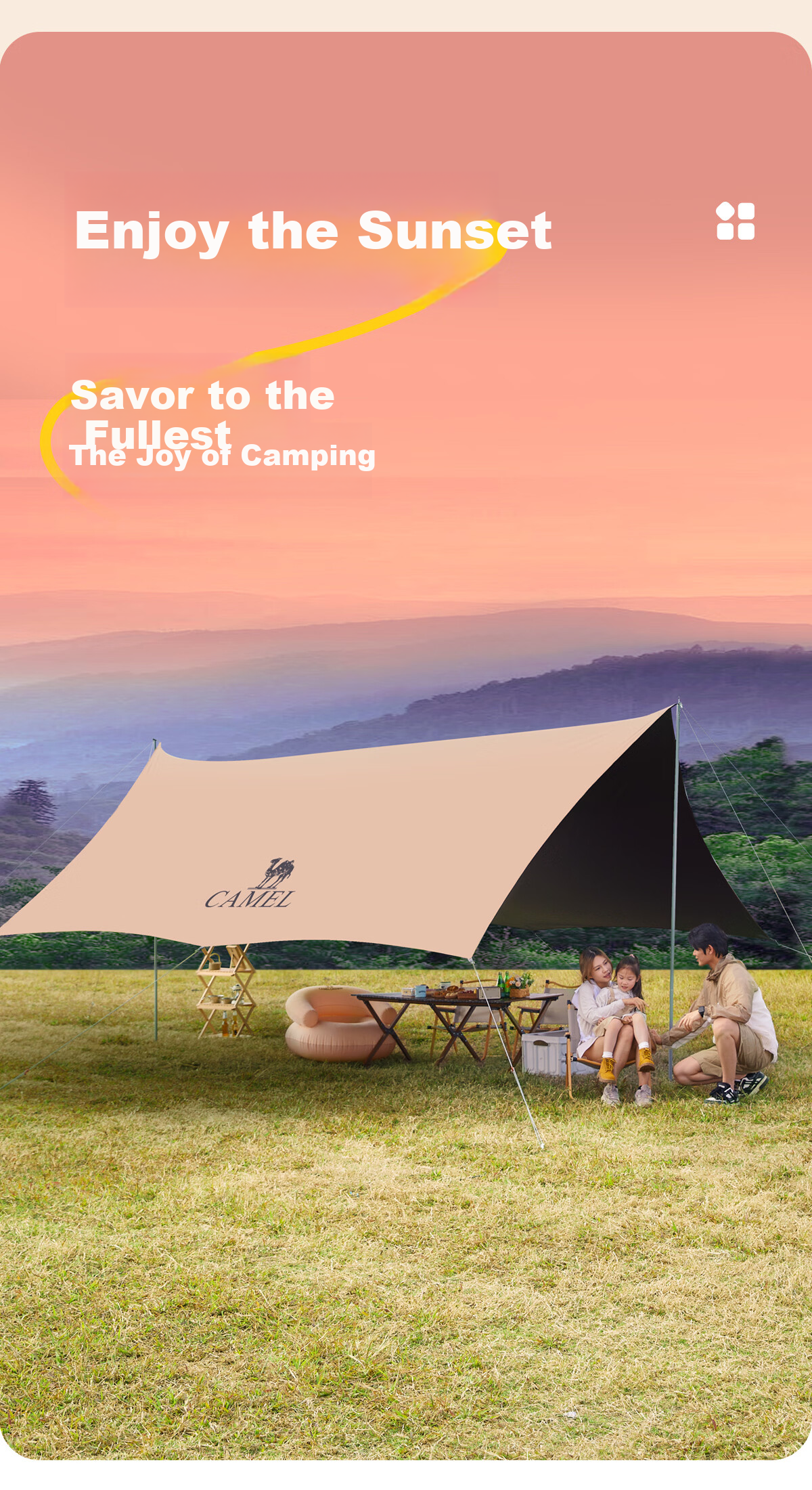 CAMEL Outdoor Titanium Black Gel Canopy Tent Camping Sun Protection Rain Shelter Equipment 133CA6B014 27