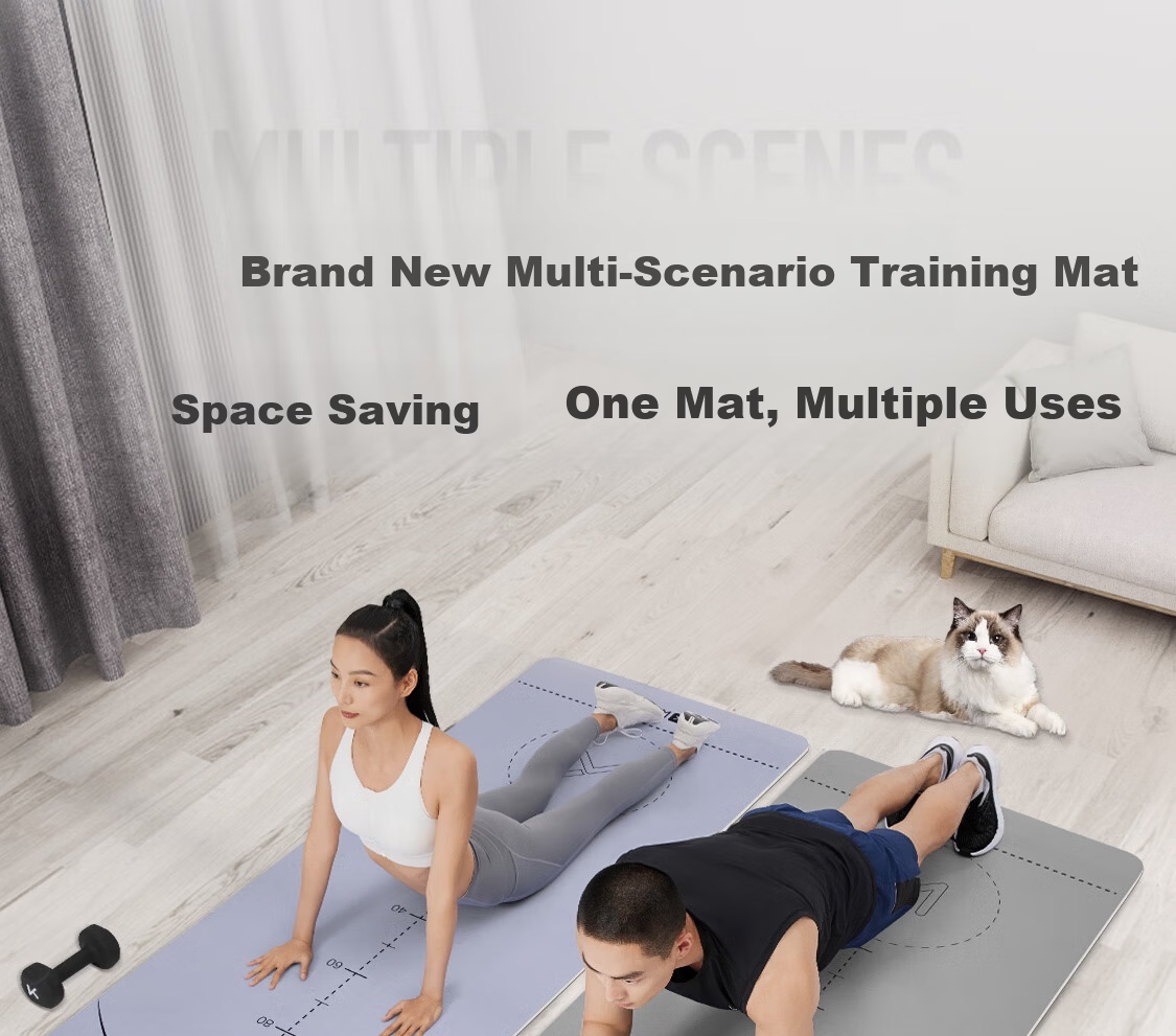 Keep Multifunctional Yoga Mat Fitness Mat Ab Wheel Training Mat Jump Rope Aerobics Wear-Resistant Non-Slip Professional Men's Bamboo Moon Gray 2