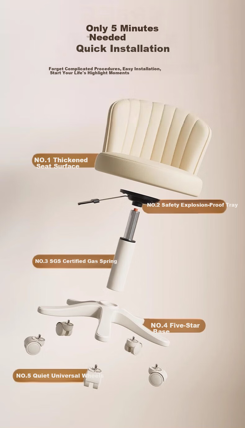 Jingcai Adjustable Bar Stool Swivel Chair Study Chair Bedroom Vanity Chair Beauty Stool Bar Stool JBY10 Beige 15