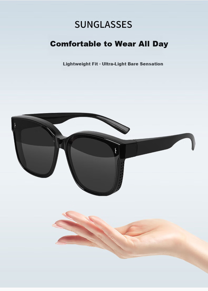 40,000 KM Polarized Clip-On Sunglasses for Prescription Glasses, Unisex Driving Sun Glasses UV Protection 7