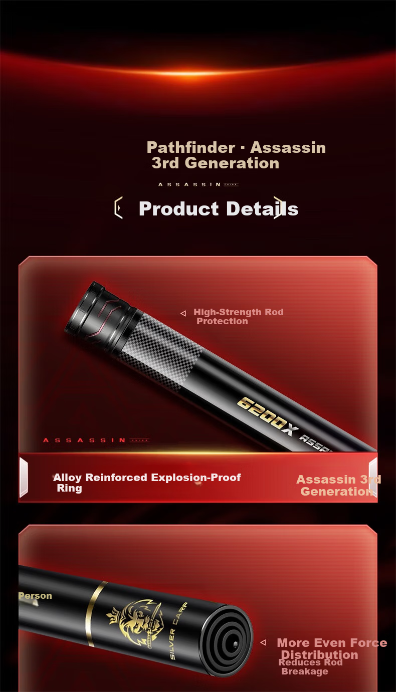 Leader Assassin 3rd Generation Fishing Rod Lightweight Big Fish Rod 6.3m 6200x Lightweight Big Fish Rod for Silver Carp and Sturgeon 12