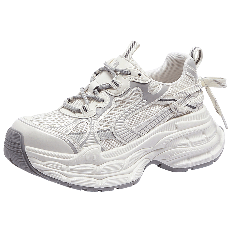 CAMEL Silver Moon 3rd Generation Dad Shoes Outdoor Height Increasing Casual Shoes L26S283125W Pearl White (Breathable Mesh) Size 38