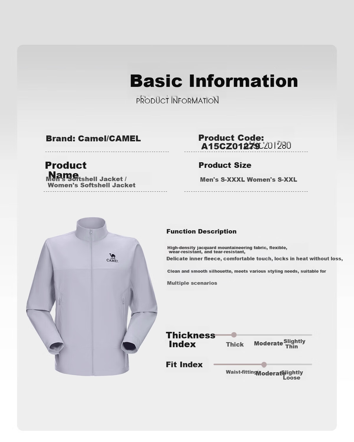 CAMEL Outdoor Softshell Jacket Men Stand Collar Windproof Warm Casual Jacket Durable Tear-Resistant Hiking Mountaineering Jacket Women 1279 9
