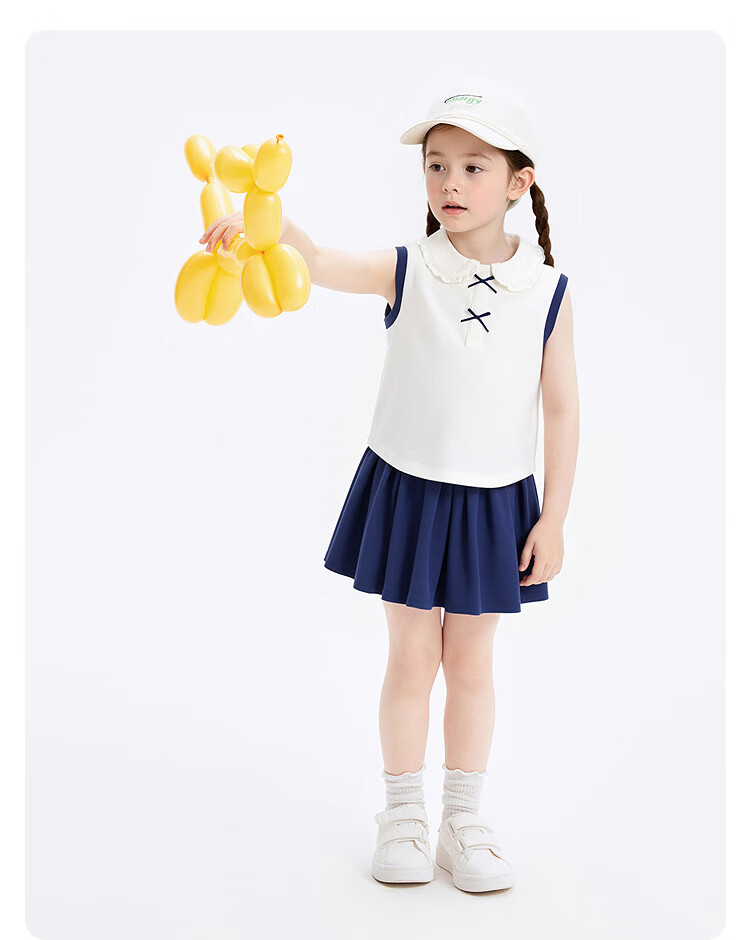 Balabala Girls Sleeveless Set Toddler Baby Two-Piece 2026 New Summer Cool Half-Button Sweet Vest + Skirt Pants 15