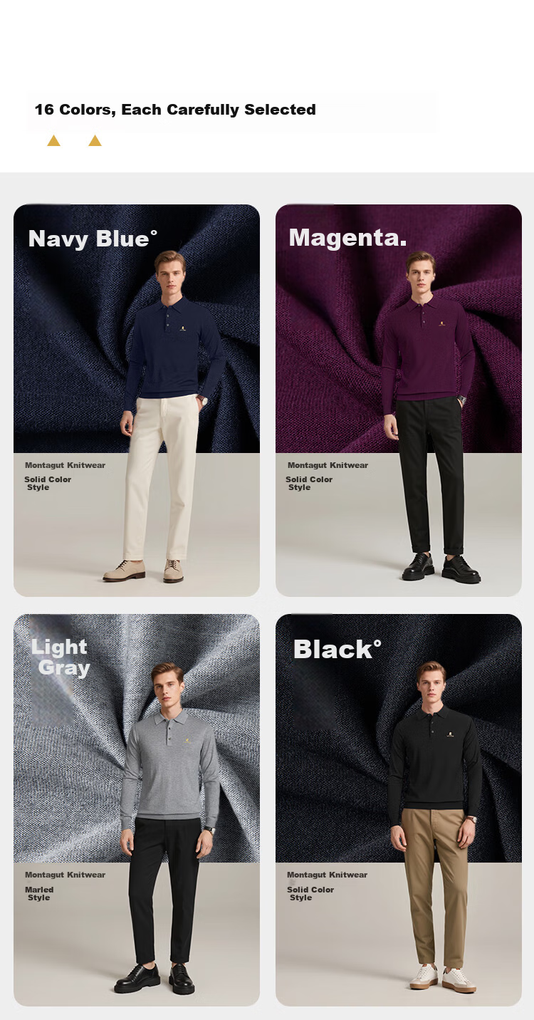 MONTAGUT New Year Men's Knit Sweater with Mulberry Silk and Wool Casual Pullover Dark Gray (Collared) 3XL 7