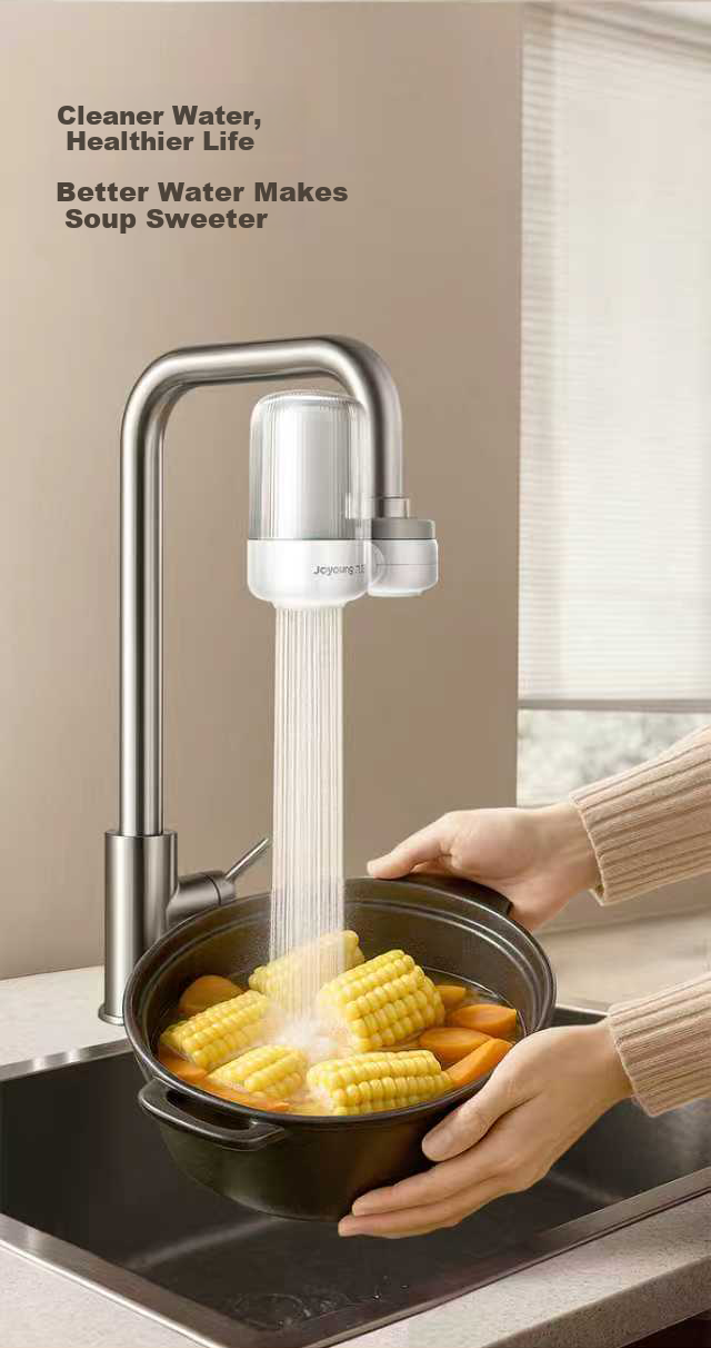 Joyoung Faucet Water Purifier 8-Stage Filtration Chlorine Removal Four-Core Dual Outlet Visible Bottle RT1815 2