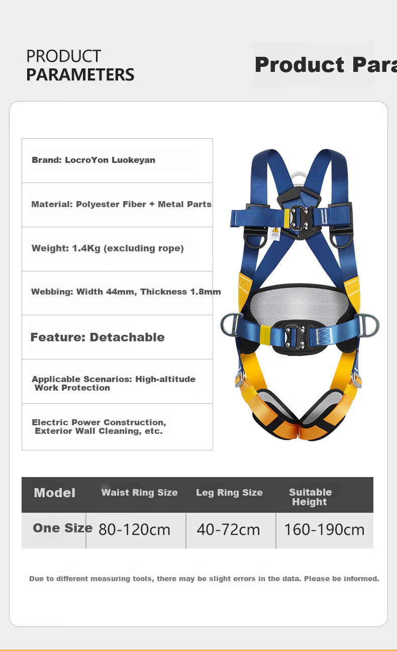 Locroyon Five-Point Safety Harness, High-Altitude Work, Full-Body Fall Protection National Standard Safety Belt, Double Large Hooks 5 Meters (Beijing Warehouse Fast Delivery) 10