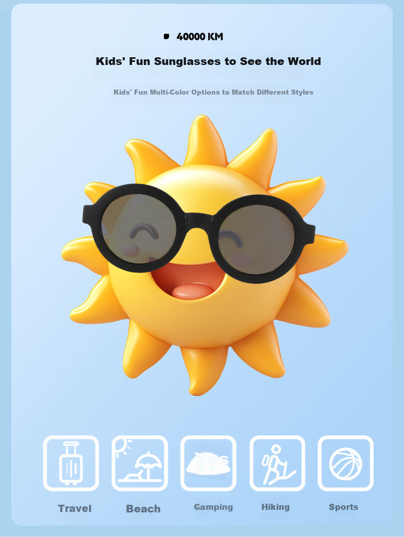 40,000 Kilometers Kids Polarized UV Protection Sunglasses Foldable Fashionable Boys Girls Baby Sun Glasses Back to School 2