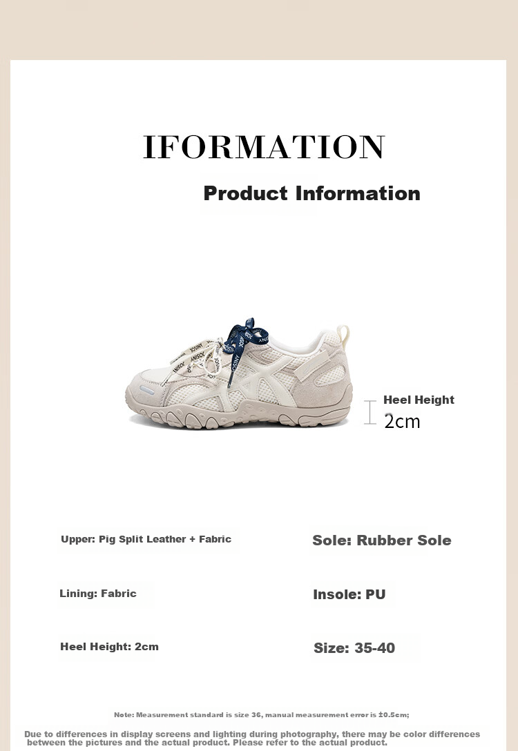 Zhuoshini Women's Training Shoes 2026 New Spring Popular Versatile White Breathable Sports Shoes Beige Size 40 4