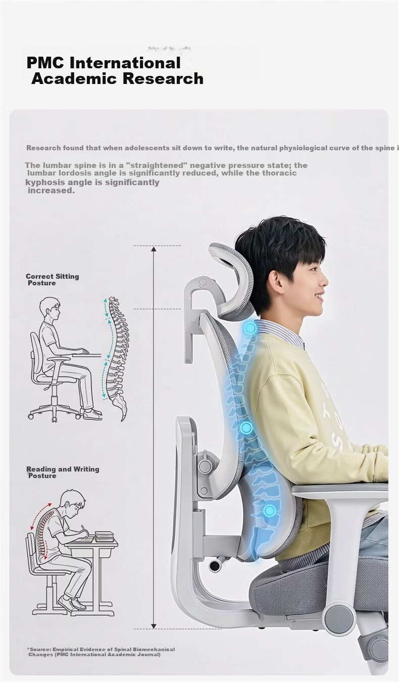 Xige X19ypro Ergonomic Study Chair Desk Chair Computer Chair for High School Students Youth Home Writing Desk Chair 7
