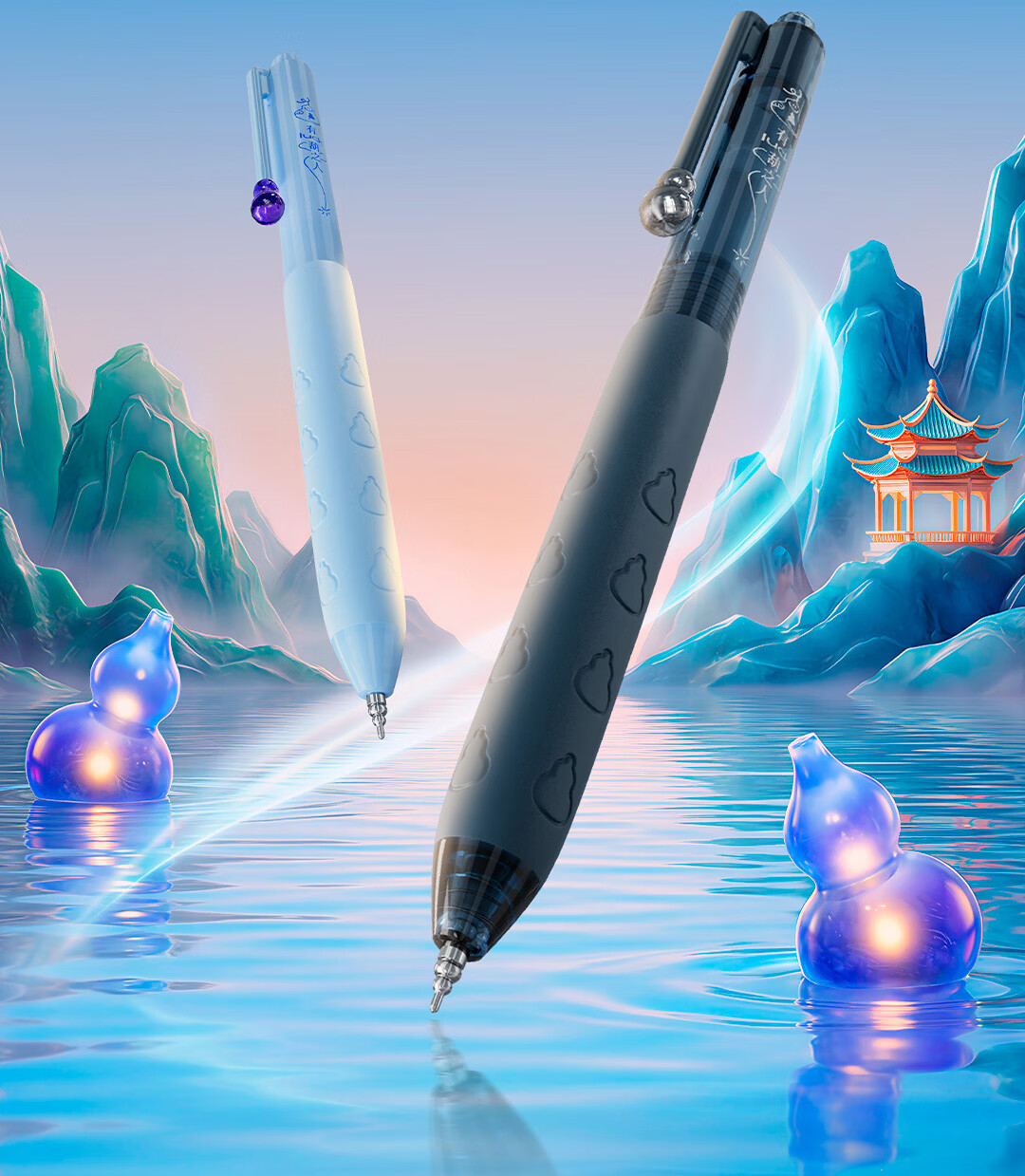 Dianshi Pen New Release Needle Gourd 0.5mm Retractable Gel Pen Dual Ball Quick-Dry Black Ink Blessing High-Value Signature Pen Office Study 5-Pack 3888E 4
