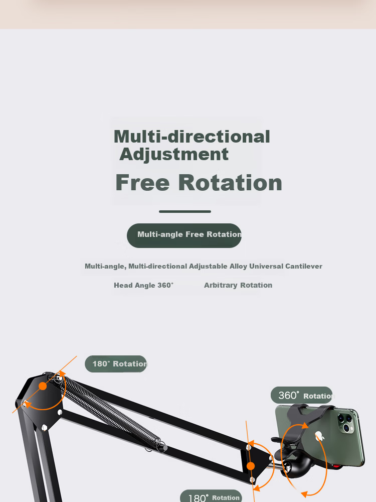 ESCASE Phone Holder Bedside Lazy Stand Desktop Overhead Shooting Stand Online Learning Douyin Short Video Game Live Streaming Drama Watching Exam Study Tool Stable 360° Adjustable Foldable 5