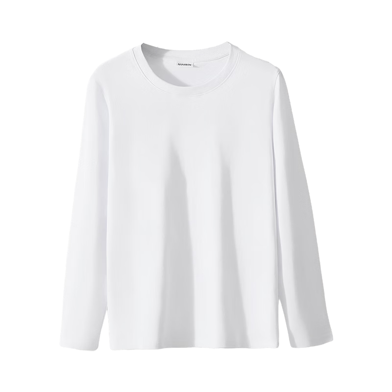 Nanjiren 100% Cotton Long Sleeve T-Shirt Women Simple White Premium Feel Top Versatile Layering Outerwear Long Sleeve 3XL