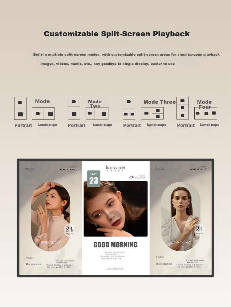 SHUGUAN 21.5-Inch Advertising Display Screen, High-Definition Wall-Mounted Advertising Screen, Touch-Controlled All-In Machine, Elevator And Bubble Tea Shop Promotional Screen, Digital Signage Information Release Screen Display 4