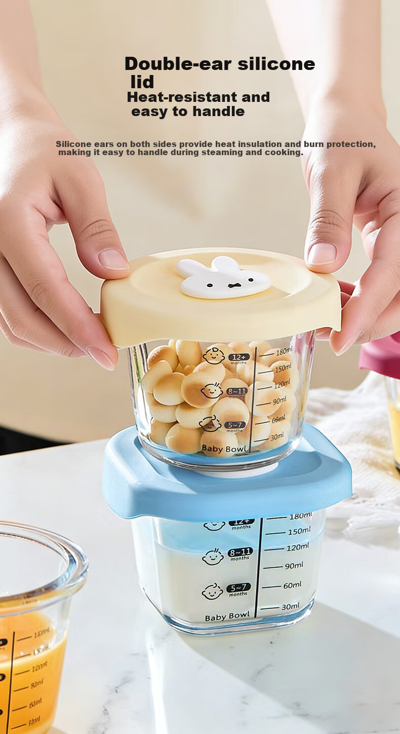 Baoshi Baby Food Storage Glass Box Steamable Freezer Safe Fresh-Keeping Cake Mold Baby Food Bowl Baking Tool 5