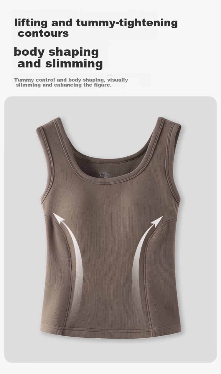 Langsha Graphene Thermal Vest for Women with Built-in Chest Pad, Autumn and Winter Fleece-Lined Thickened Wool Heating Base Layer Underwear 10