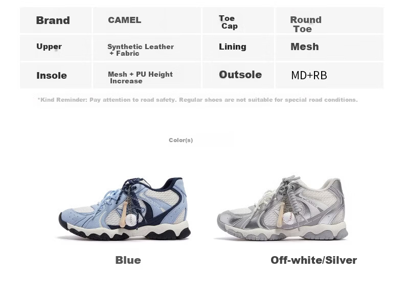 CAMEL Li Keyi Same Style Lightweight Cloud Training Shoes Women Thick Sole Casual Shoes L26S076027 Blue Size 35 22