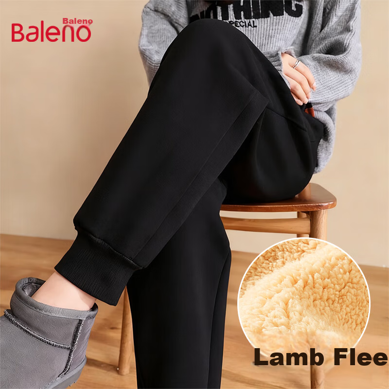 Baleno Women's Fleece-Lined Thickened Sports Casual Jogger Pants 2025 Autumn Winter New Lamb Wool Cotton Joggers