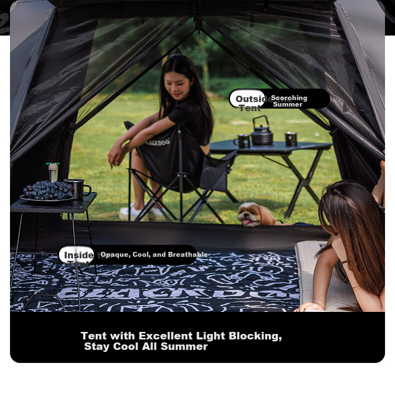 Black Dog Automatic Tent Two Doors Two Windows Rainproof Thickened Camping Sunshade Park Tent Mocha Latte 10