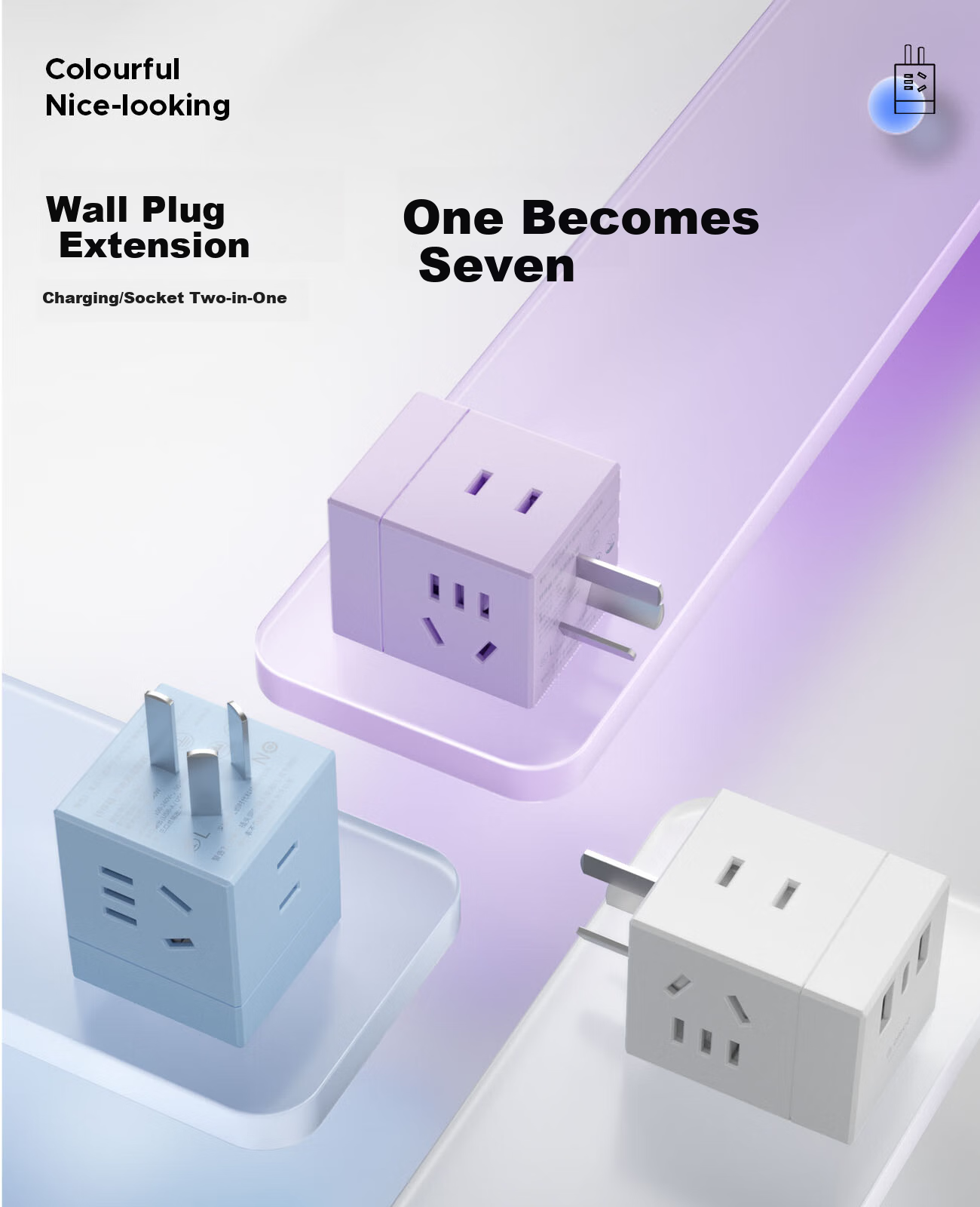 ORICO Cube Power Strip, One-To Adapter, USB Socket/power Bar/extension Cord, Type-C Port + USB Port + 4 Outlets, White 1