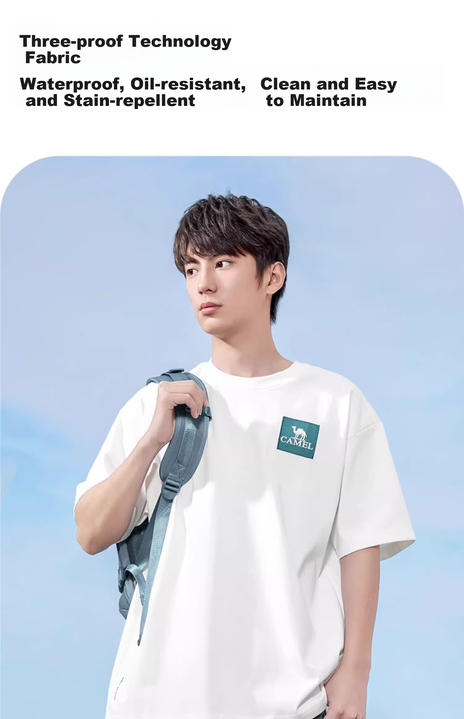 CAMEL Outdoor Quick-Dry T-Shirt for Men And Women, Spring And Summer Fast-Drying Elastic Round Neck Loose Mountain-Style Camping A13BAVV058C 10