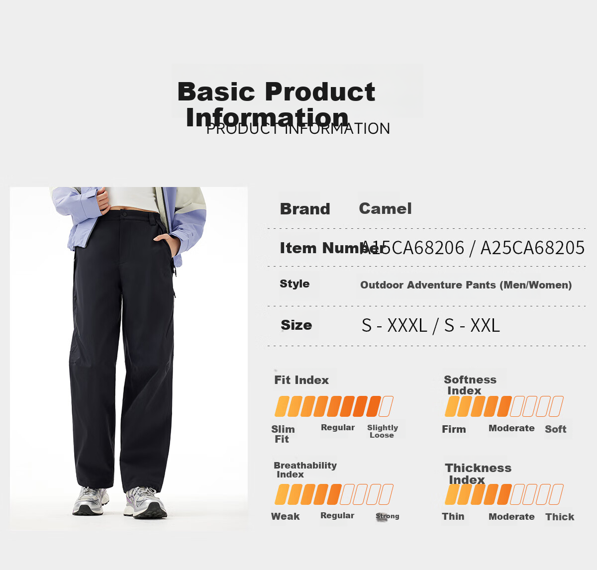 CAMEL [Wang Junkai Edition] Outdoor Softshell Hiking Pants for Men and Women, Autumn Winter Durable Tear-Resistant Mountaineering Trousers 11