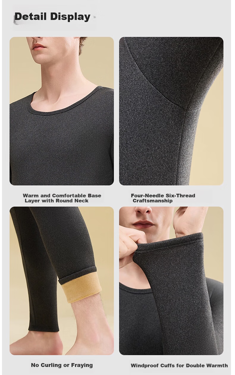 Men's Modal Lamb Fleece Thermal Underwear Set, Thickened and Fleece-Lined, Cold-Resistant Base Layer for Winter, Suitable for -40°C, Autumn Shirt and Pants 16