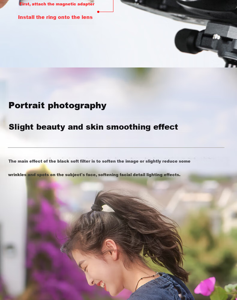 Kase Black Soft Quarter 1/4 67mm Wolverine II Magnetic Soft Focus Filter Diffusion Lens Camera Black Soft Filter Portrait Light Softening Matte Creative 8