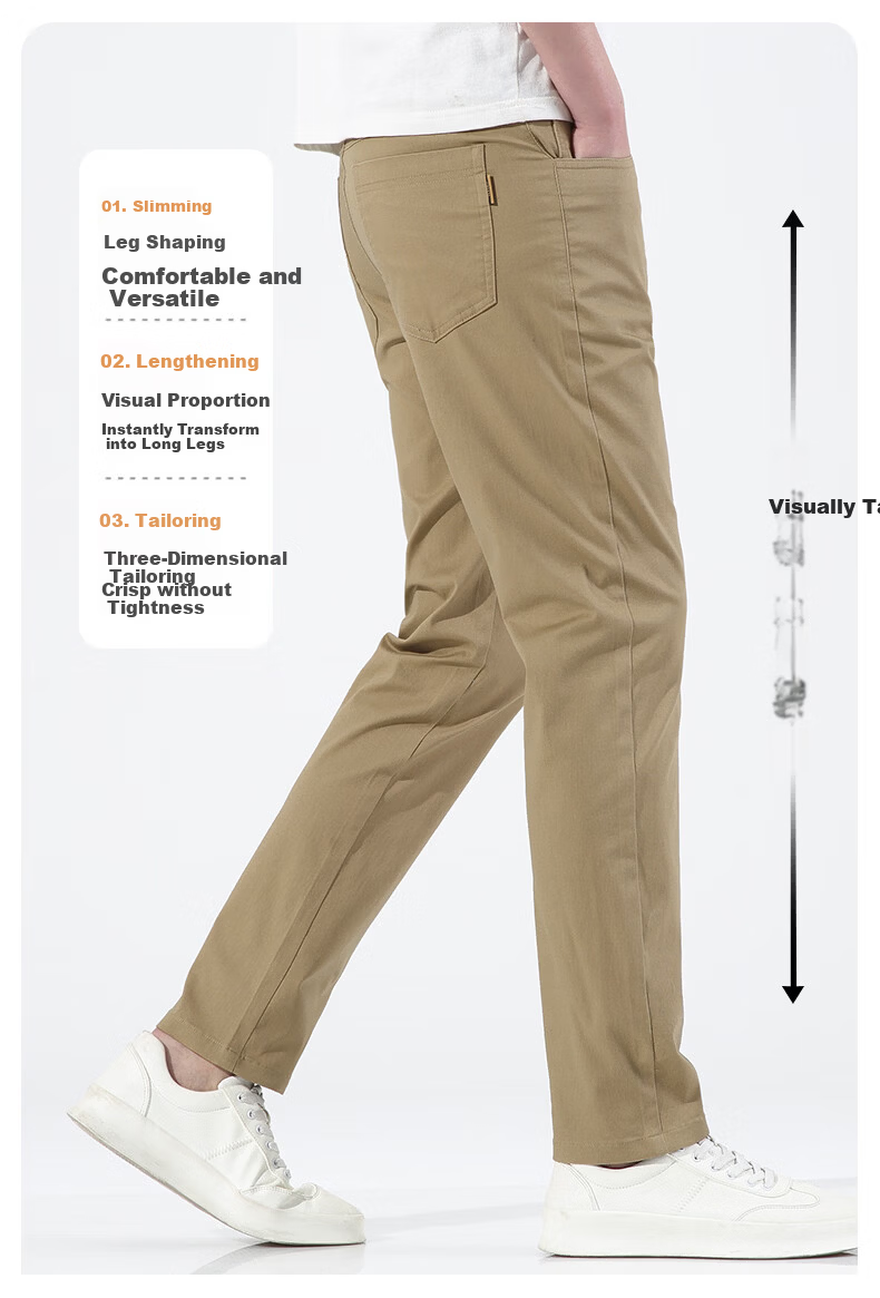 ROMON Men's Pants Spring and Autumn Pure Cotton High-Quality Versatile Durable Workwear Denim Light Business Casual Trousers Gray 31 5