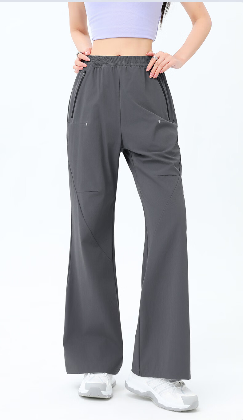 Langsha Paratrooper Work Pants Women Spring Summer High Waist Slight Flare Straight Leg Stretch Water-Repellent Casual Flared Hiking Trousers 20