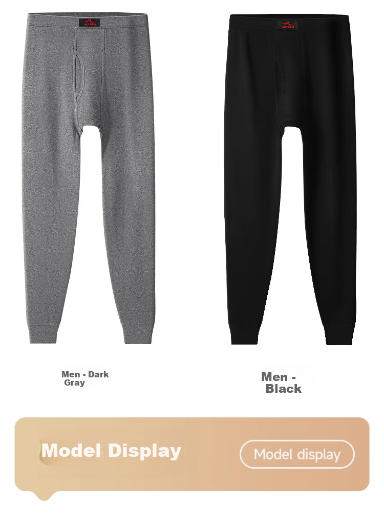 LangSha Men's Autumn Thermal Pants 7A Antibacterial Mite-Resistant Thin Pure Cotton Loose Fit Winter Warm Base Layer Pants 15