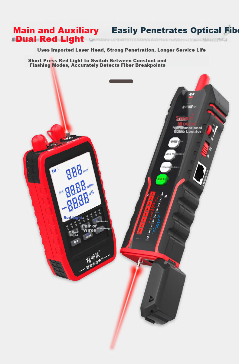 Smart Mouse NF-859GS Anti-Interference Cable Tracer Network Tester Red Light Integrated Live Line Length Tester 7