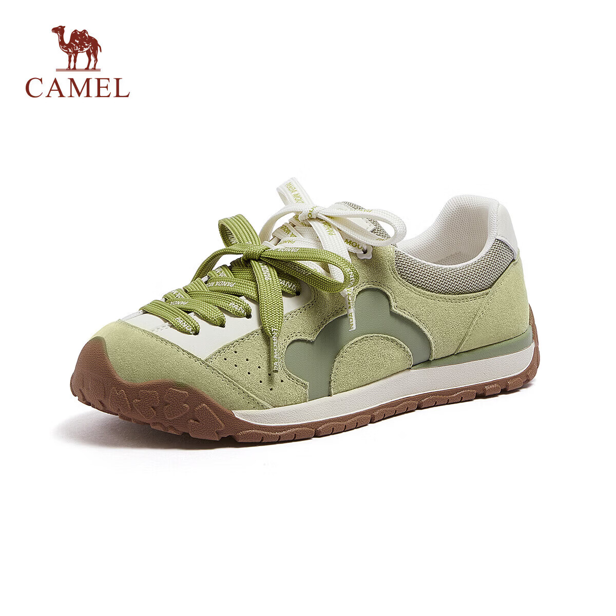 CAMEL Lime Training Shoes Women Panda Collaboration Casual Shoes Mismatched Lace Running Shoes L26S577095 Green Size 37