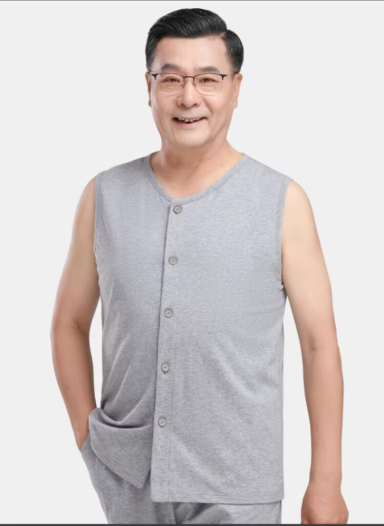 Caiyue Middle-Aged And Elderly Pure Cotton Cardigan Vest, Father's Day Gift for Dad, Loose-Fitting Spring And Summer Thin Style, Plus Size Sleeveless Top 17