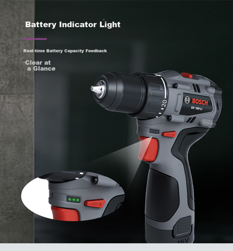 BOSCH 16V Cordless Electric Screwdriver Drill 55Nm High Torque SR160 with Two Batteries and Charger for Home Use 11