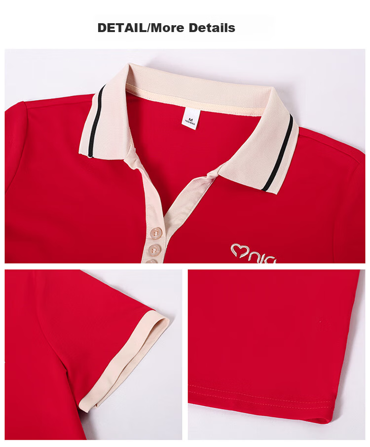 Woodpecker Women's Short Sleeve Polo Shirt Plus Size Slim Fit Red 2026 Spring Summer XL 28