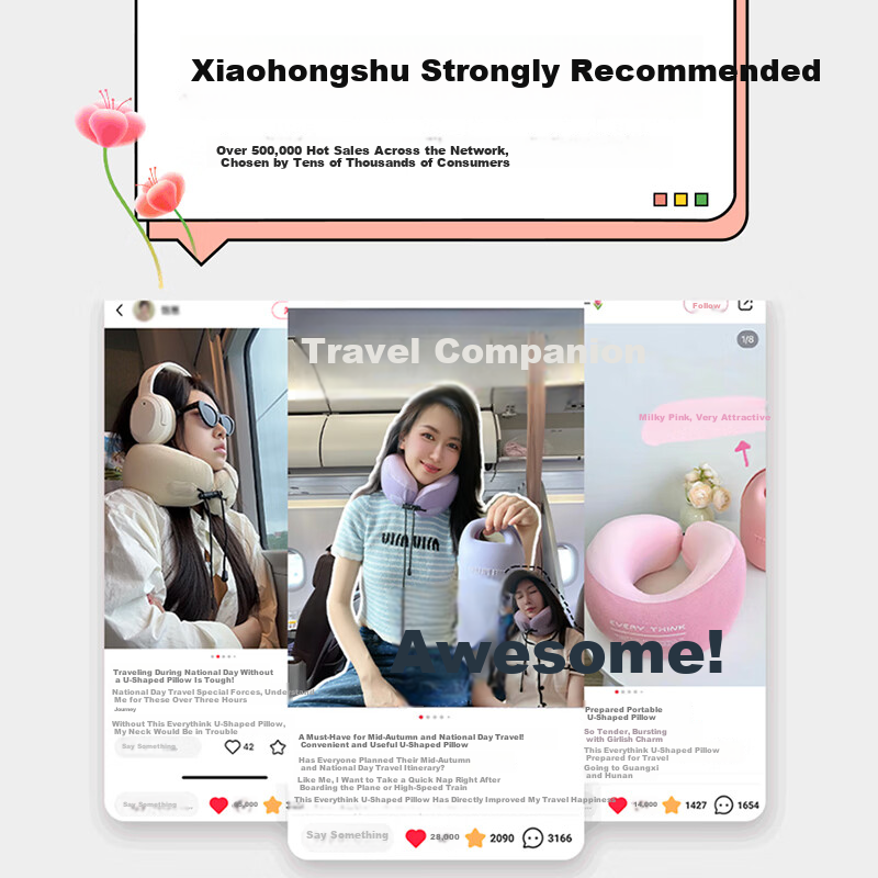 Sleep Cave Travel U-Shaped Pillow Portable Neck Support Pillow Airplane Neck Pillow Long-Distance Travel Neck Rest Everythink Nap U-Shaped Neck Pillow