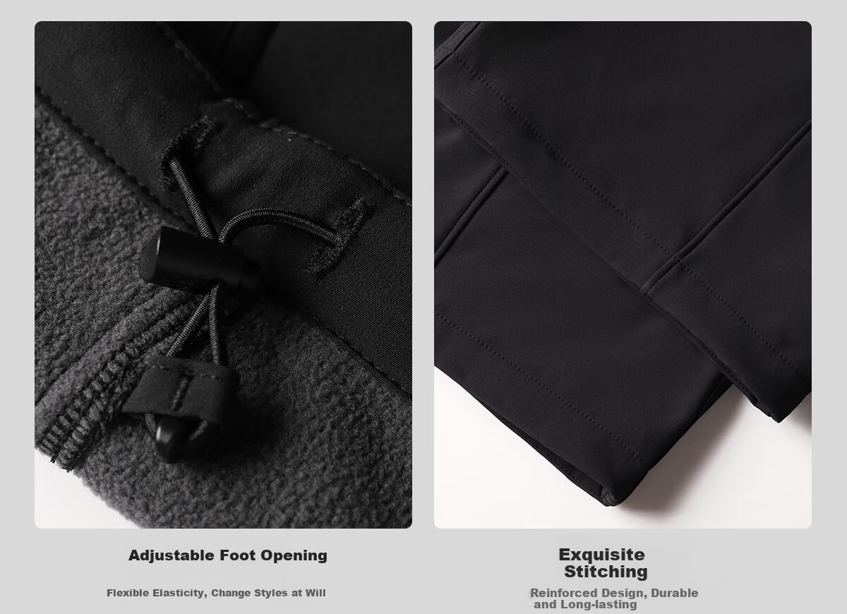 CAMEL Outdoor Softshell Pants Autumn Winter Fleece Lined Warm Water-Repellent Durable Hiking Work Mountaineering Pants 9291 14